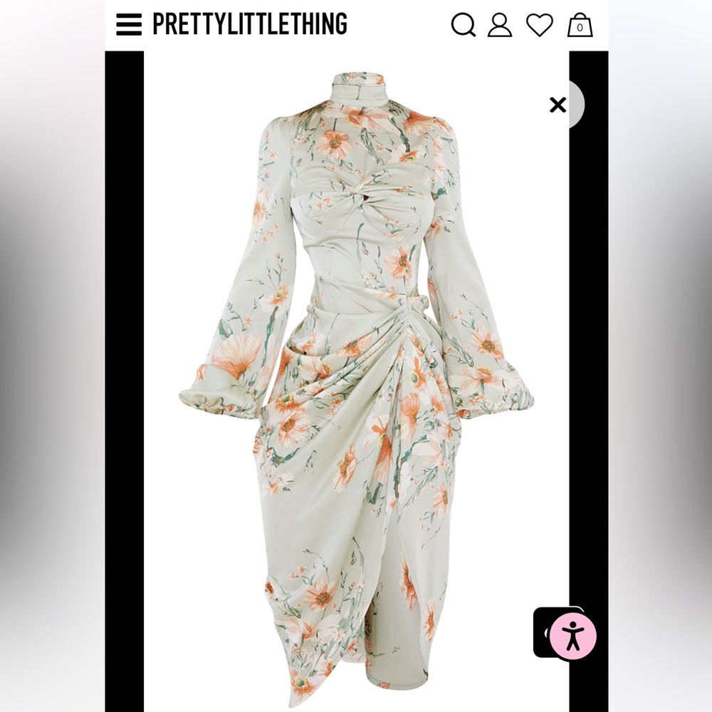 Pretty Little Thing Floral Midi Dress Size 12 NWT